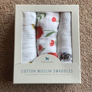 Little unicorn set of three cotton muslin swaddle